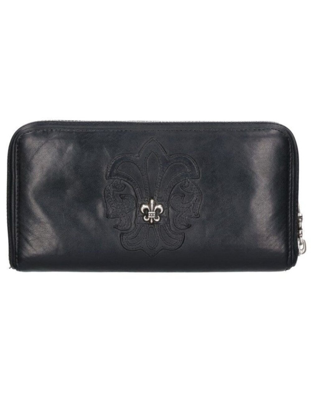 Chrome Hearts Rec Zip BS Flare Decoration Round Zip Leather Wallet